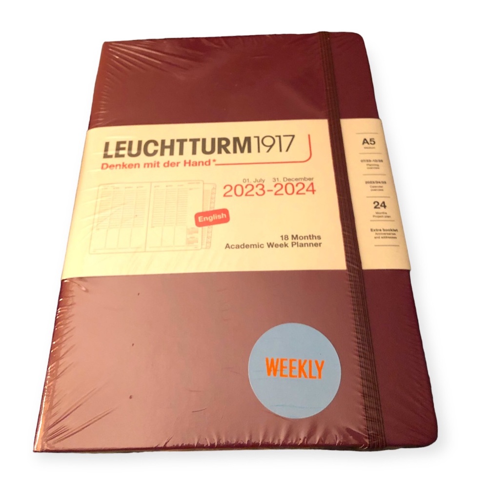 Leuchtturm 1917 2023-2024 A5 Academic Weekly Planner bullet journal NWT Port Red - Picture 3 of 10